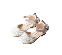 Sandales de princesse pour fille avec nœud papillon en cristal - Semelle souple - Paillettes - Chaussures de danse légères et antidérapantes - Chaussures plates à la mode - Pour fête de mariage