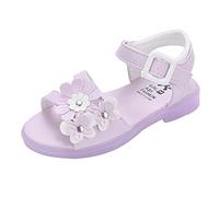 Sandales de princesse pour filles avec nœud papillon et semelle souple à bout ouvert et fleur cassée, violet, 28 EU