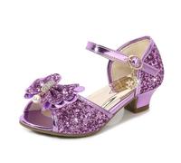 Sandales de princesse pour filles - FUNMOON - Violet - Talon carré - Boucle de serrage - Paillettes colorées 36