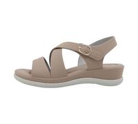 Sandales de sport d'été pour femme - Talon plat - Élégantes - Boucle - Bout ouvert - Respirantes - Sandales de trekking pour femme - Sandales de loisirs avec sangle croisée en cuir, marron, 40 EU