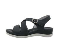 Sandales de sport d'été pour femme - Talon plat - Élégantes - Boucle - Bout ouvert - Respirantes - Sandales de trekking pour femme - Sandales de loisirs avec sangle croisée en cuir, Noir , 43