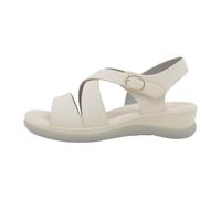 Sandales de sport d'été pour femme - Talon plat - Élégantes - Boucle - Bout ouvert - Respirantes - Sandales de trekking pour femme - Sandales de loisirs avec sangle croisée en cuir, beige, 36 EU