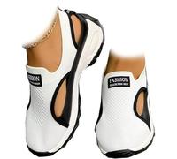 Sandales de sport élégantes et respirantes en maille pour femme - Élastique - Confortables - Orthopédiques - Bout fermé - Chaussures orthopédiques légères, blanc, 36 EU