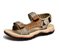 Sandales de Sport Hommes Cuir authentique Antidérapantes et respirantes Multi-lanières, plates, bout ouvert, boucle tendance, minimalistes pour Randonnée, Trekking Plage, bain sentiers activités d'été