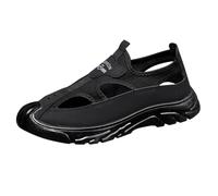 Sandales De Sport Hommes D'Été Confortables Respirant Sandales Basses Randonnée Simple Antidérapant Sandale D'Été À Bout Ouvert Chaussures De Marche en Cuir Léger Plage Sliders Noir 41