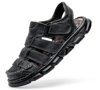 Sandales de sport pour hommes Sandales en cuir à bout fermé pour l'extérieur Chaussures causales réglables Fabriquées à la main Chaussures de plage pour l'été