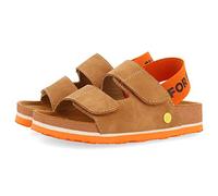 Sandales de Style Bio Couleur Cuir avec détails en Orange et Message pour garçon courgis