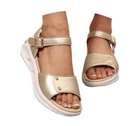 Sandales de trekking orthopédiques pour femme Sandales d'été confortables à plateforme antidérapante Trekking Sandales compensées bout ouvert Fête Tongs Marche Randonnée Plage, or, 38 EU