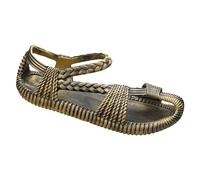 Sandales de voyage pour homme et homme - Sandales d'été creuses à motif tressé - Pantoufles de marche respirantes à bout ouvert - Antidérapantes - Pantoufles d'extérieur creuses pour la plage, bronze