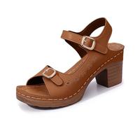 Sandales décontractées à la mode de couleur unie à bout avec découpe pour un confort décontracté, marron, 37.5 EU