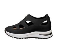 Sandales décontractées élégantes à découpes avec fermeture éclair cachée et sur le devant chaussures légères confortables pour les jours quotidiens printemps été semelles épaisses (Black, 39)
