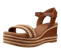 Sandales décontractées en cuir et tissu, avec talon compensé et plateforme CB41002 pour femme, marron, 41 EU