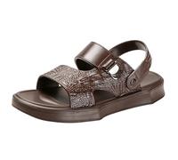 Sandales décontractées en cuir synthétique à bout ouvert pour homme, texture crocodile, chaussures d'été pour tous les jours, loisirs, vacances, marron, 42 1/3 EU