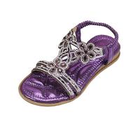 Sandales Décontractées Plates Fille Boho Casual Bout Ouvert Sandales Pour Filles Lumière D'été Sandale Pour Filles Piscine Avec Strass Sandales Pour Filles Doux Respirant Chaussures De Plage