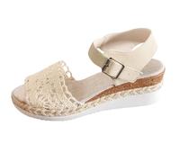 Sandales décontractées pour femme - Sandales compensées antidérapantes - Pantoufles tendance - Chaussures de plage - Tongs - Bout ouvert - Sandales de sport - Chaussures de jardin, Blanc., 38 EU