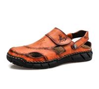 Sandales décontractées pour homme Cuir authentique Semelle antidérapante et cordon de serrage réglable Confortables Antidérapantes Activités sportives extérieures Idéal Usage Quotidien en té Plage, se