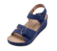 Sandales d'été 2024 pour femme - Sandales orthopédiques fermées à l'avant - Sandales de trekking avec semelle amovible - Sandales romaines, Marine, 43 EU