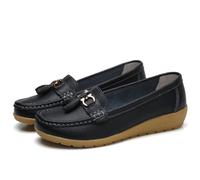 Sandales d'été à enfiler en cuir pour femme - Taille 8 W - Confortables - Pour le travail et la marche - Chaussures mignonnes pour femme - Style décontracté, Noir , 37.5 EU