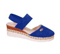 Sandales D'été À Plateforme Fermée Élégantes Avec Bride Élastique À La Cheville Compensées, Sandales D'été Respirantes Et Antidérapantes En Corde De Chanvre Tressée, Pour Votre Mère(Blue,36 EU)