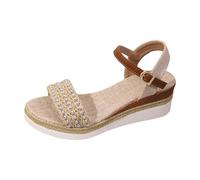 Sandales d'été à plateforme pour femme - Confortables et décontractées - Pour un usage quotidien, beige, 37 EU