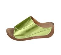Sandales d'été à plateforme pour femme - Sandales à bande avec fermeture Velcro réglable - Pantoufles à bouche de poisson avec semelle anatomique - Sandales légères et confortables pour l'intérieur et