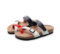 Sandales D'été À Sangle Réglable pour Hommes, Pantoufles À Enfiler pour Hommes avec Sangle À Boucle en Métal Réglable, Tongs Orthopédiques De Marche d'orteil D'anneau De Plage (Color : Red and White