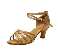 Sandales d'été à talon bas chic pour femme | Sandales classiques à bout ouvert avec fermeture à la cheville réglables, chaussures élégantes de danse latine, fête