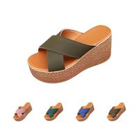 Sandales d'été à talon compensé pour femme - En caoutchouc souple - Pour la randonnée, la mer, la plage, la piscine, le jardin - Sandales orthopédiques - Augmentation de la hauteur - Sandales de