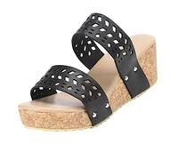 Sandales d'été à talon compensé pour femme - Sandales compensées pour femme - Chaussures respirantes à bout ouvert - Chaussures de loisirs - Super confortables - Sandales d'été tendance creuses