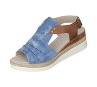 Sandales d'été à talon en corde pour femme - Sandales décontractées avec bouche de poisson - Fond plat - Sandales décontractées et confortables pour femme, bleu ciel, 37.5 EU