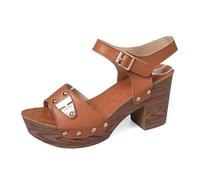 Sandales d'été à talons hauts pour femmes, confortables, décontractées, habillées, à bout ouvert, pour le travail, les rendez-vous galants, kaki, 37.5 EU