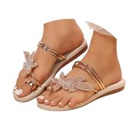 Sandales d'été avec sangle de cheville et bout ouvert - Sandales plates en forme de feuille d'érable avec strass pour femme, pour le quotidien, les loisirs, les vacances