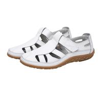 Sandales d'été confortables et élégantes pour femme - En cuir - Bout fermé - Style décontracté - Style rétro et respirant, blanc, 38 EU