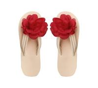 Sandales d'été confortables pour femme - Sandales de plage à fleurs - Sandales à plateforme - Pantoufles d'été légères - Chaussures aquatiques à bout ouvert - Pantoufles à plateforme, rouge, 37 EU