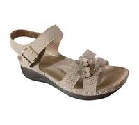 Sandales d'été confortables pour femme - Style décontracté - Side creux - Boucle de ceinture - Slope Bottom Roman - Mode d'été - Sandales noires - Chaussures d'affaires, beige, 41 EU