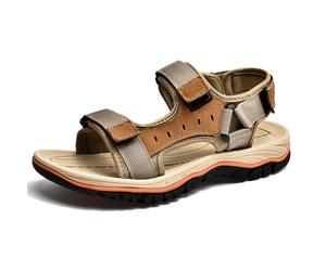 Sandales d'été confortables pour hommes idéales sorties décontractées plage design ouvert avec sangles ajustables usage quotidien polyvalent (Khaki, 45) #59