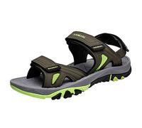 Sandales d'été décontractées pour homme - Légères - Double sangle - Bout ouvert - Sandales de plage réglables - Crochet et boucle - Chaussures plates - Noir, vert, bleu, vert militaire, 41 1/3 EU