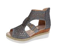 Sandales d'été élégantes pour femme - Avec perles décoratives - Semelle profilée - Sandales décontractées avec strass - Sandales romaines - Sandales de plage - Sandales de gladiateur avec sangle de