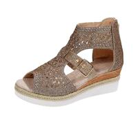 Sandales d'été élégantes pour femme - Avec perles décoratives - Semelle profilée - Sandales décontractées avec strass - Sandales romaines - Sandales de plage - Sandales de gladiateur avec sangle de