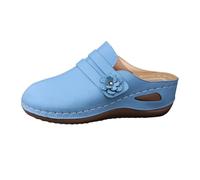 Sandales d'été élégantes pour femme avec plateforme - Sandales d'été décontractées pour la plage - Antidérapantes - Légères - Grandes tailles - Sandales à bout fermé avec fleurs, Sky Blue, 42 EU