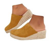 Sandales d'été élégantes pour femme avec talon compensé antidérapantes et confortables orthopédiques, 3 Jaune, 38 EU