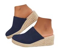 Sandales d'été élégantes pour femme avec talon compensé antidérapantes et confortables orthopédiques, 3 Bleu foncé, 40 EU