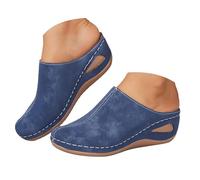 Sandales d'été élégantes pour femme - Bout fermé - Sandales compensées avec talon - Design léger - Chaussures de plage décontractées - Belles sandales de plage confortables et tendance, bleu, 37 EU