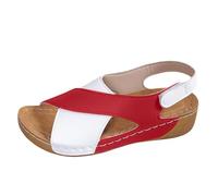 Sandales D'été Femmes Vintage Élégantes Chaussures Avec Larche Respirant Antidérapant Bout Ouvert Sandales Compensées Léger Doux Sandales De Mer Soutien Arc Plage Mode Sandale De Marche, Rose chaude