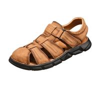 Sandales d'été fermées pour homme - Sandales de plage creuses avec sangle de talon mobile - Sandales de trekking légères - Sandales de randonnée antidérapantes, jaune, 38 EU