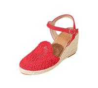 Sandales d'été fermées sur le devant pour femme - Élégantes - Espadrilles avec talon compensé - Semelle flexible - Légères et confortables - Sandales en raphia - Sandales stables pour la mer, les