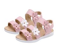 Sandales d'été florales pour filles - Trois belles fleurs - Décontractées - Antidérapantes - Légères et confortables - Respirantes - Pour la plage, les fêtes quotidiennes, rose, 27 EU