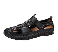 Sandales d'été légères pour homme - Bout fermé - Sandales de loisirs - Sandales de plage creuses - Chaussures d'été respirantes - Sandales de sport décontractées - Sandales de trekking, Noir , 38 EU