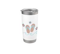 Sandales d'été motif plage avec tongs vagues et fleurs Gobelet isotherme en acier inoxydable double paroi