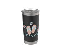 Sandales d'été motif plage avec tongs vagues et fleurs Gobelet isotherme en acier inoxydable double paroi
